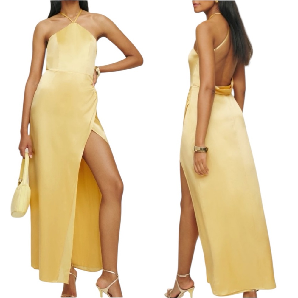 NWT REFORMATION Myla Silk Dress in Sunshine. Size‎ 2